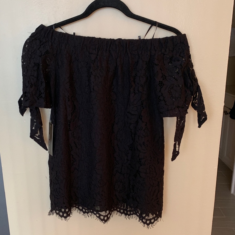 Brand new black lace off the shoulder top